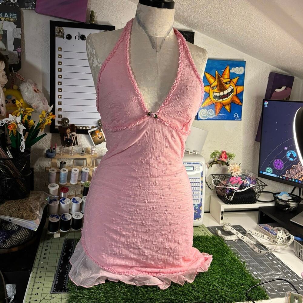 NWT Dolls Kill Sugar Thrillz Pink halter dress